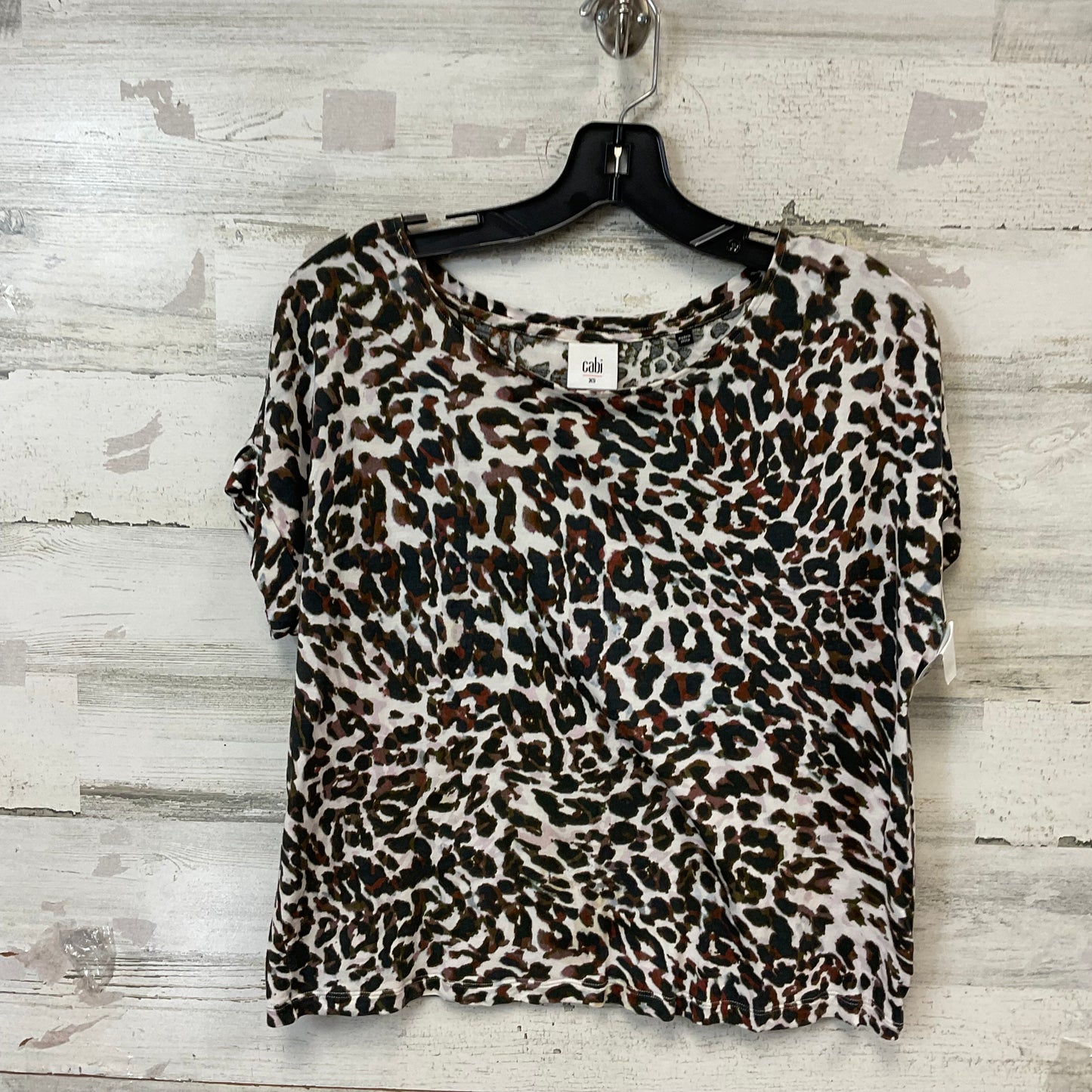 Top Short Sleeve By Cabi In Animal Print, Size: Xs