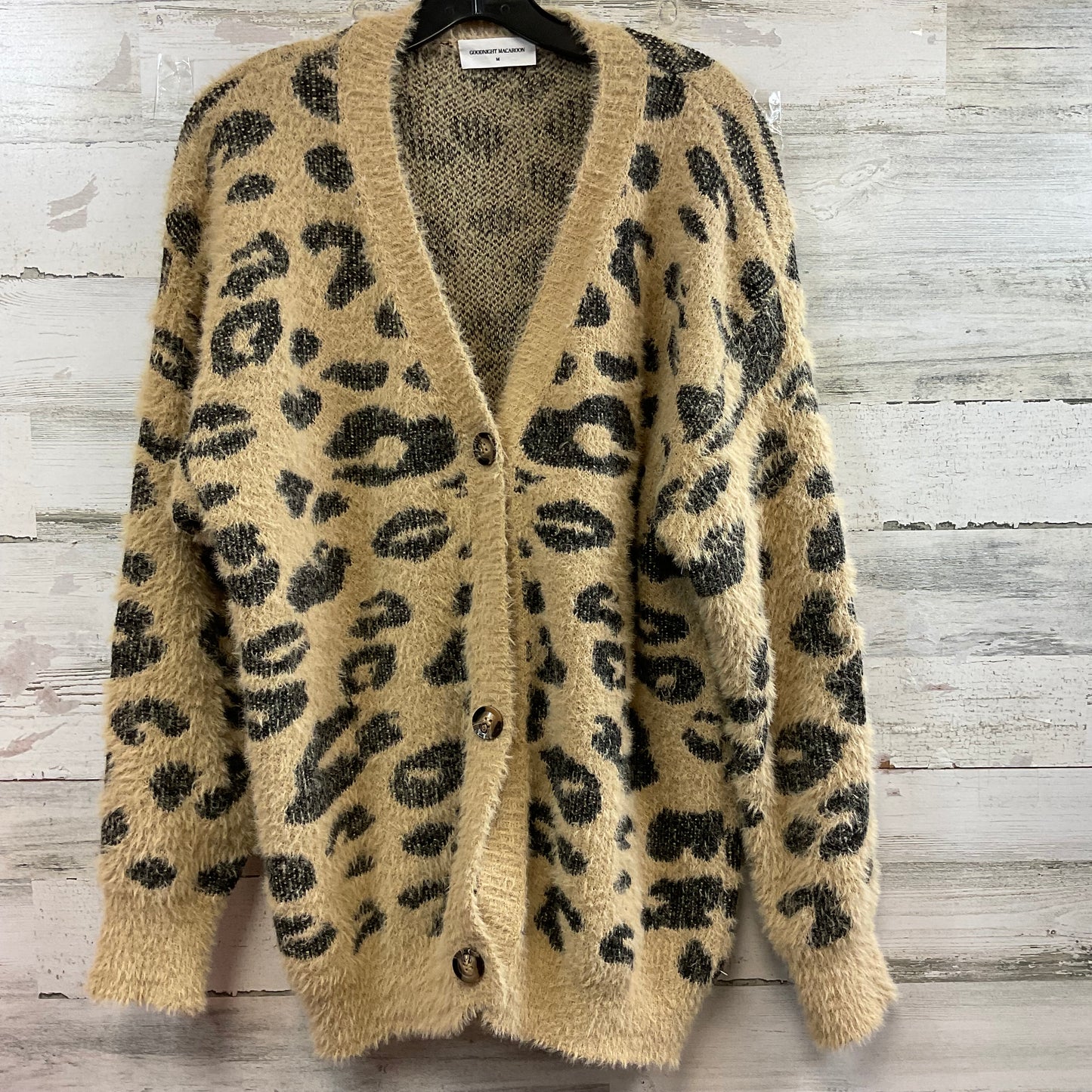 Sweater Cardigan By Goodnight Macaroon In Animal Print, Size: M