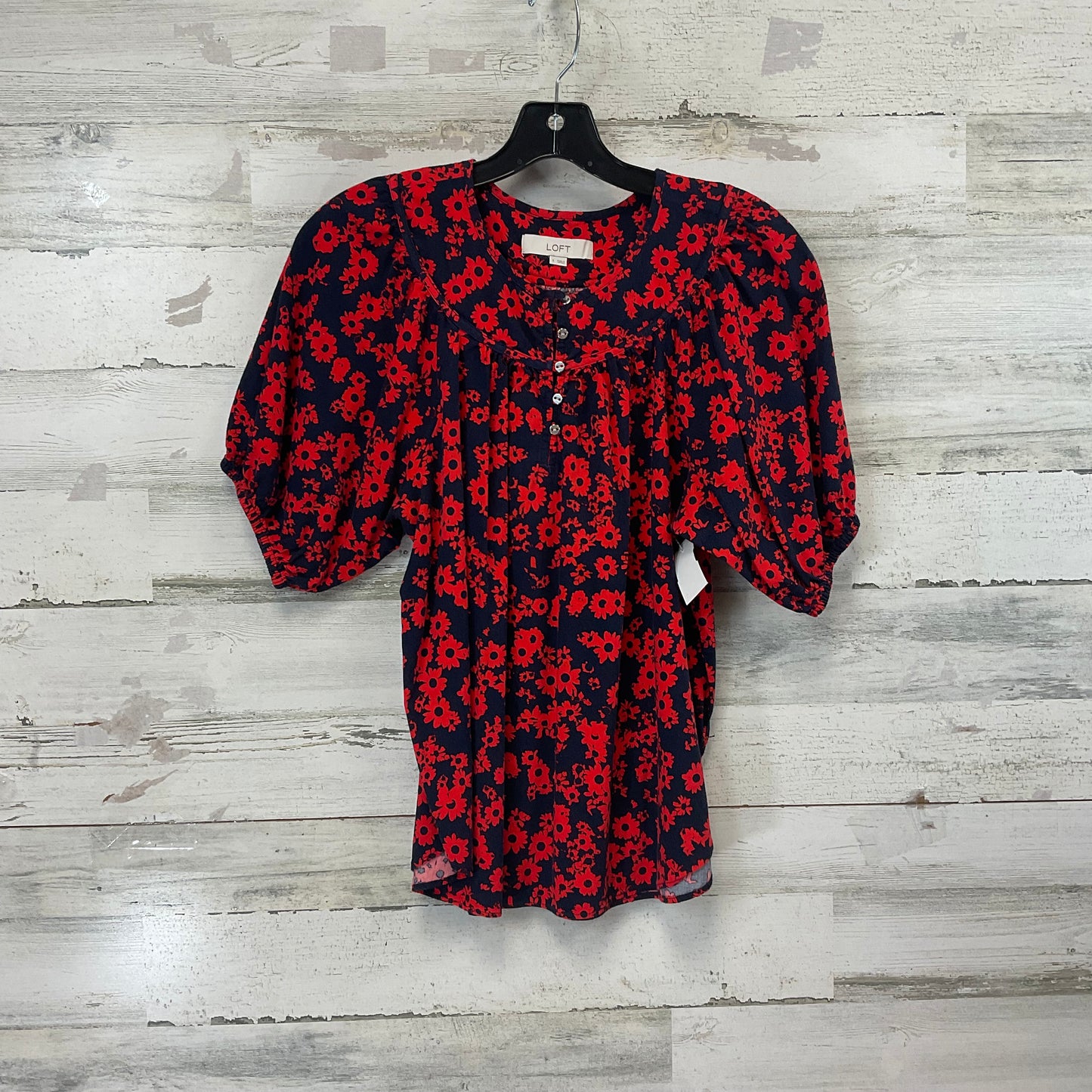 Top Short Sleeve By Loft In Blue & Red, Size: S