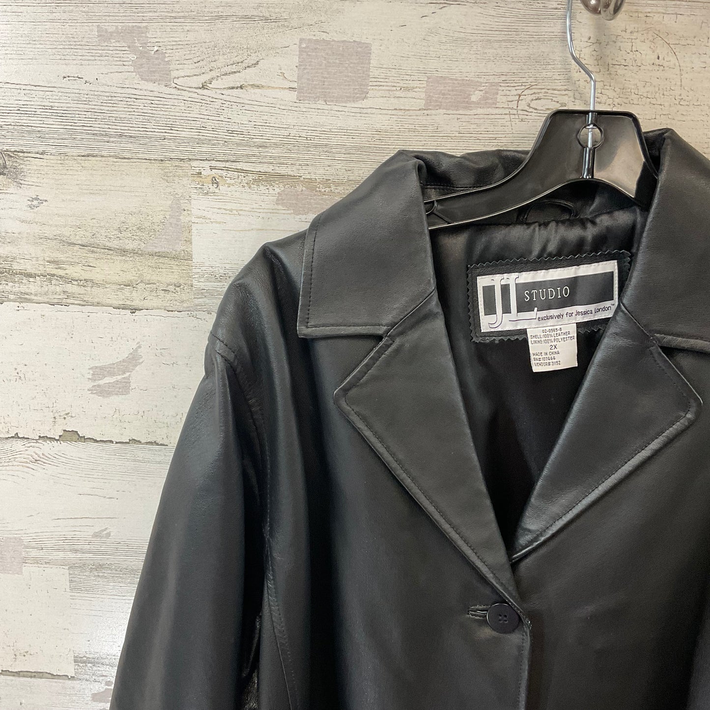 Coat Leather By Jessica London In Black, Size: 2x