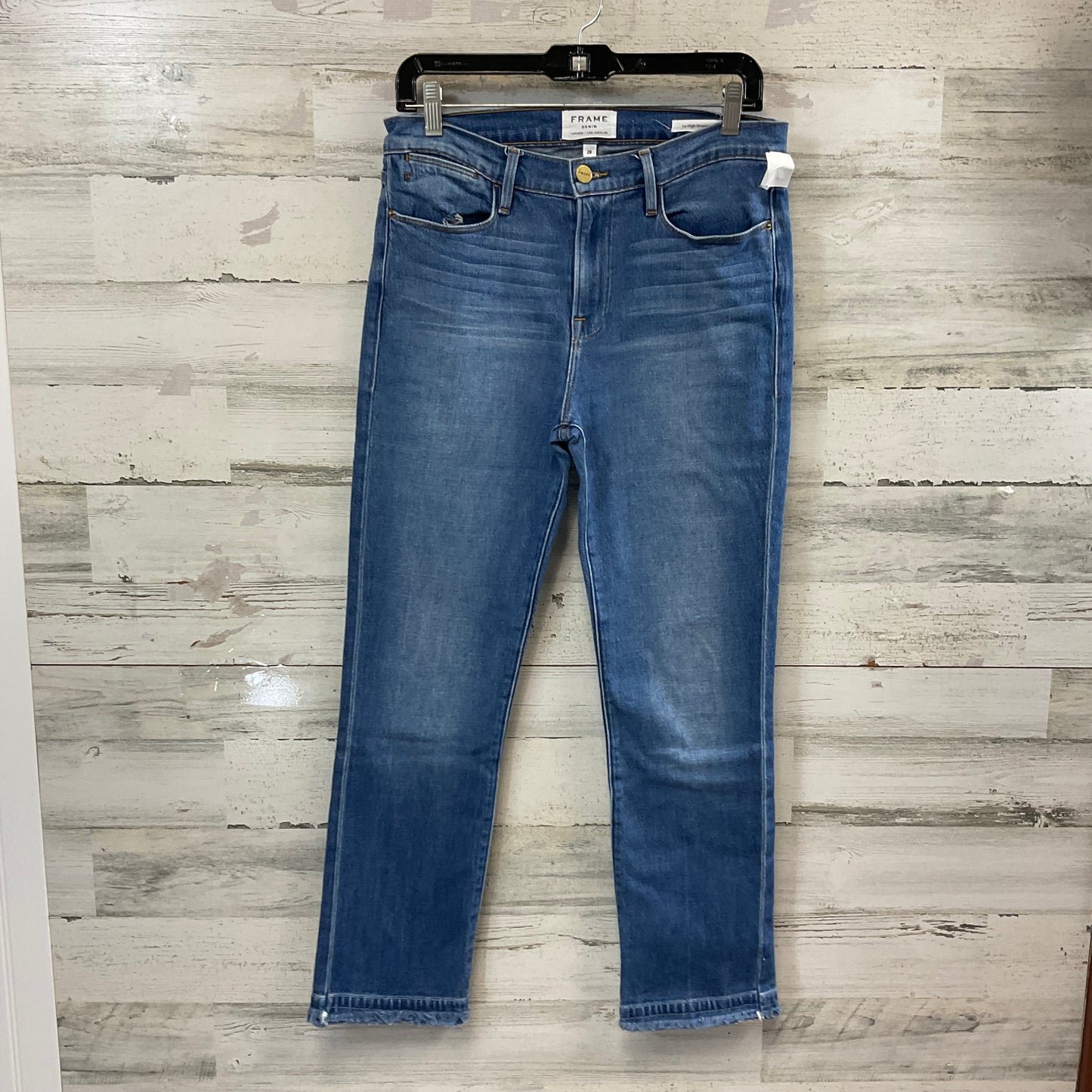 Jeans Straight By Frame In Blue Denim, Size: 6