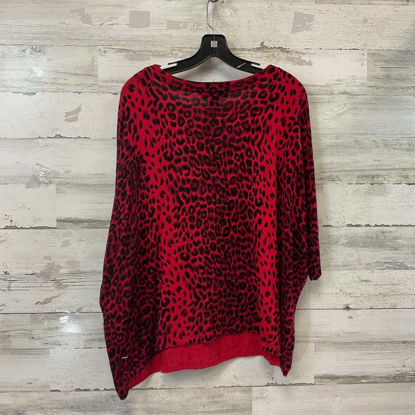 Top 3/4 Sleeve By International Concepts In Black & Red, Size: L