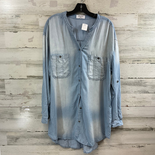 Blouse Long Sleeve By Zenana Outfitters In Blue, Size: 2x