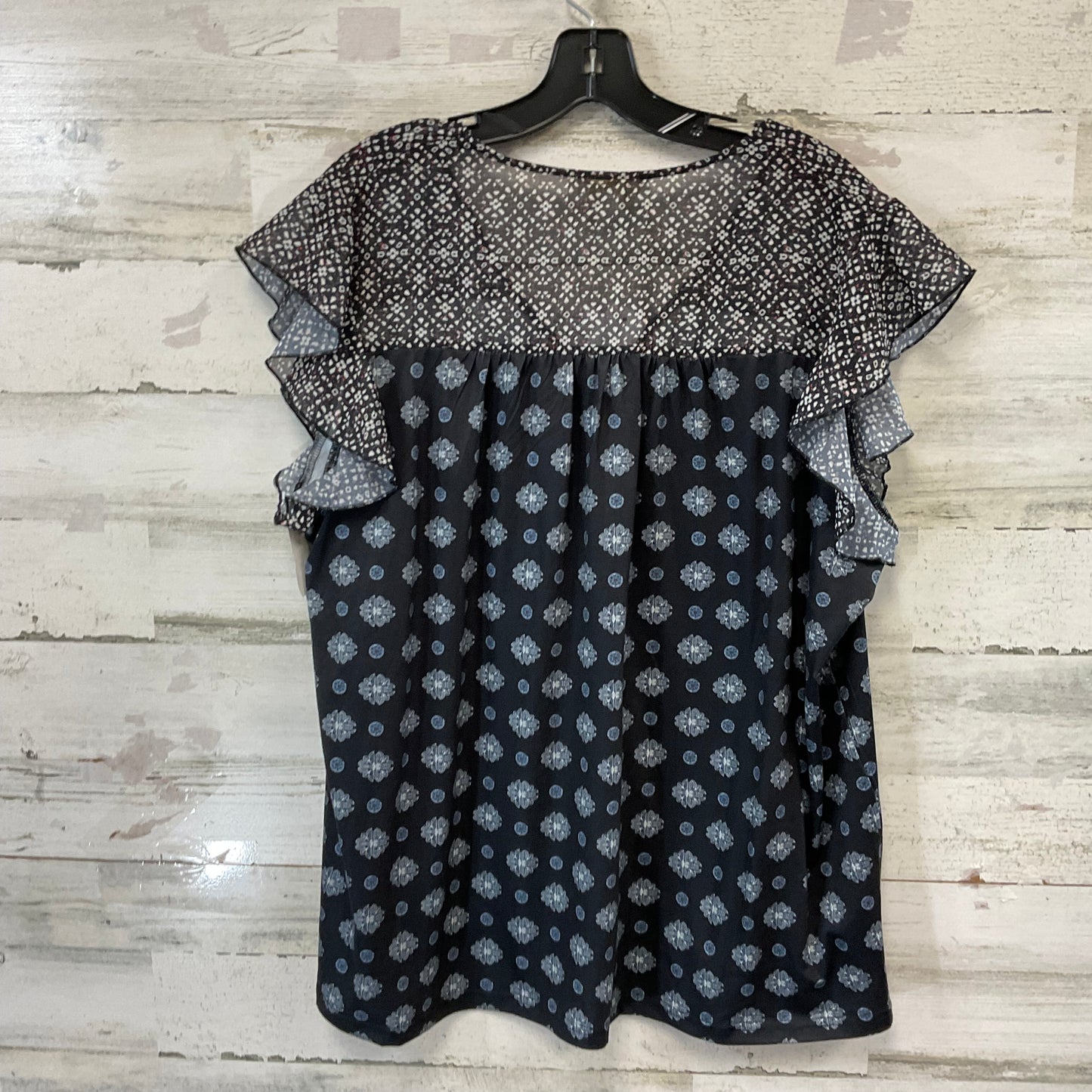 Top Short Sleeve By Suzanne Betro In Blue, Size: 2x