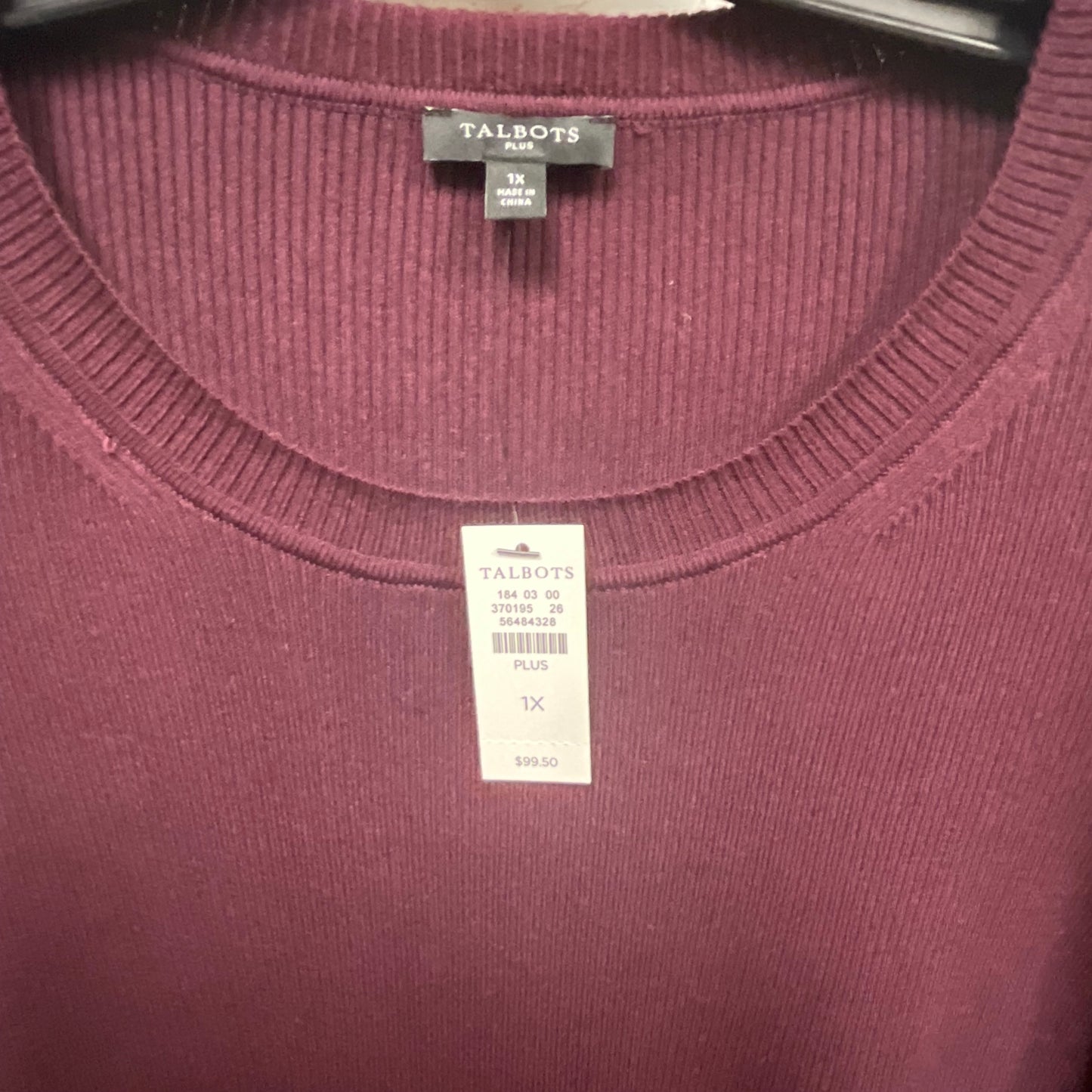 Top Long Sleeve By Talbots In maroon , Size: 1x