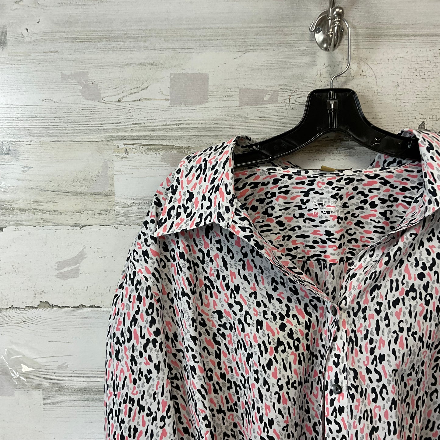 Blouse Long Sleeve By Alex Marie In Black & Pink, Size: 3x