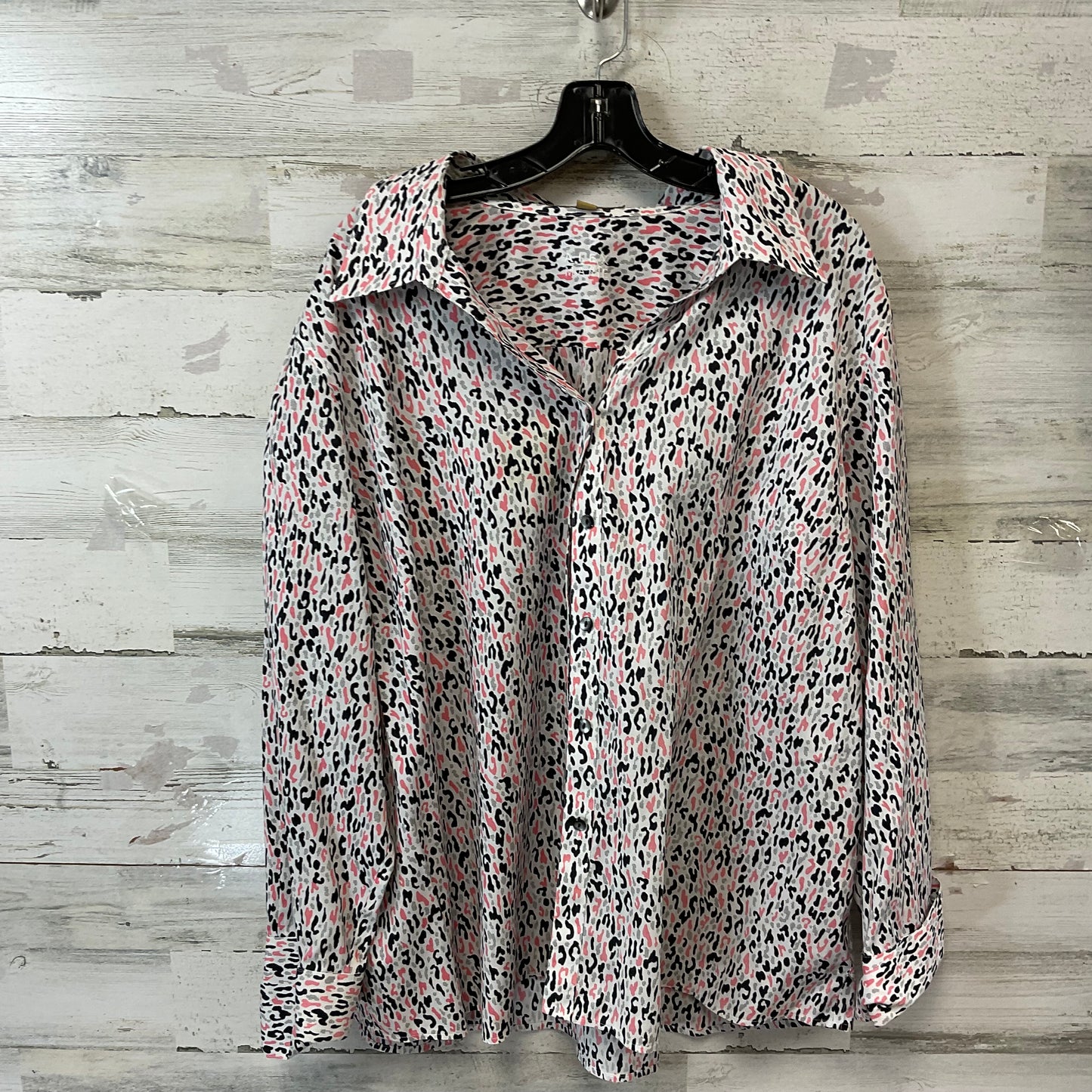 Blouse Long Sleeve By Alex Marie In Black & Pink, Size: 3x