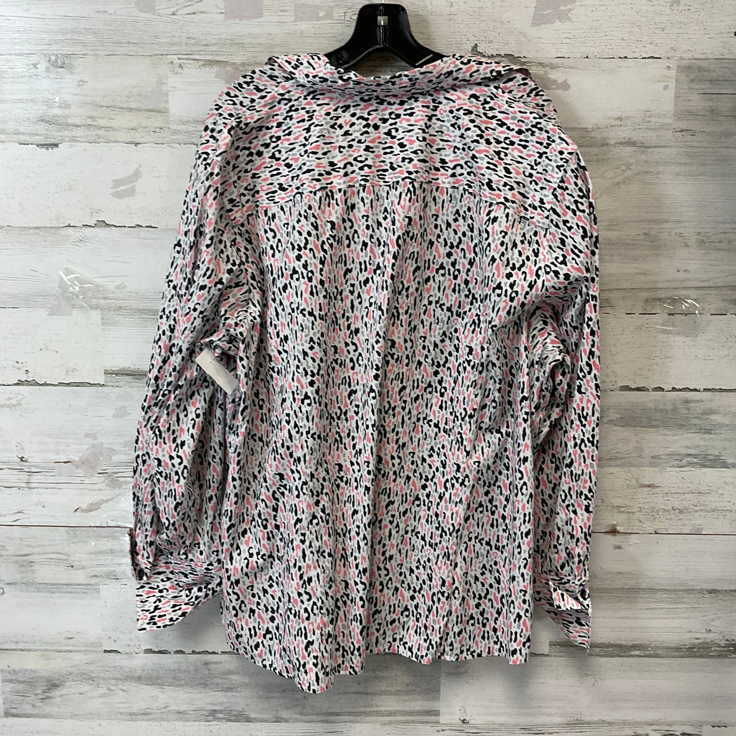 Blouse Long Sleeve By Alex Marie In Black & Pink, Size: 3x