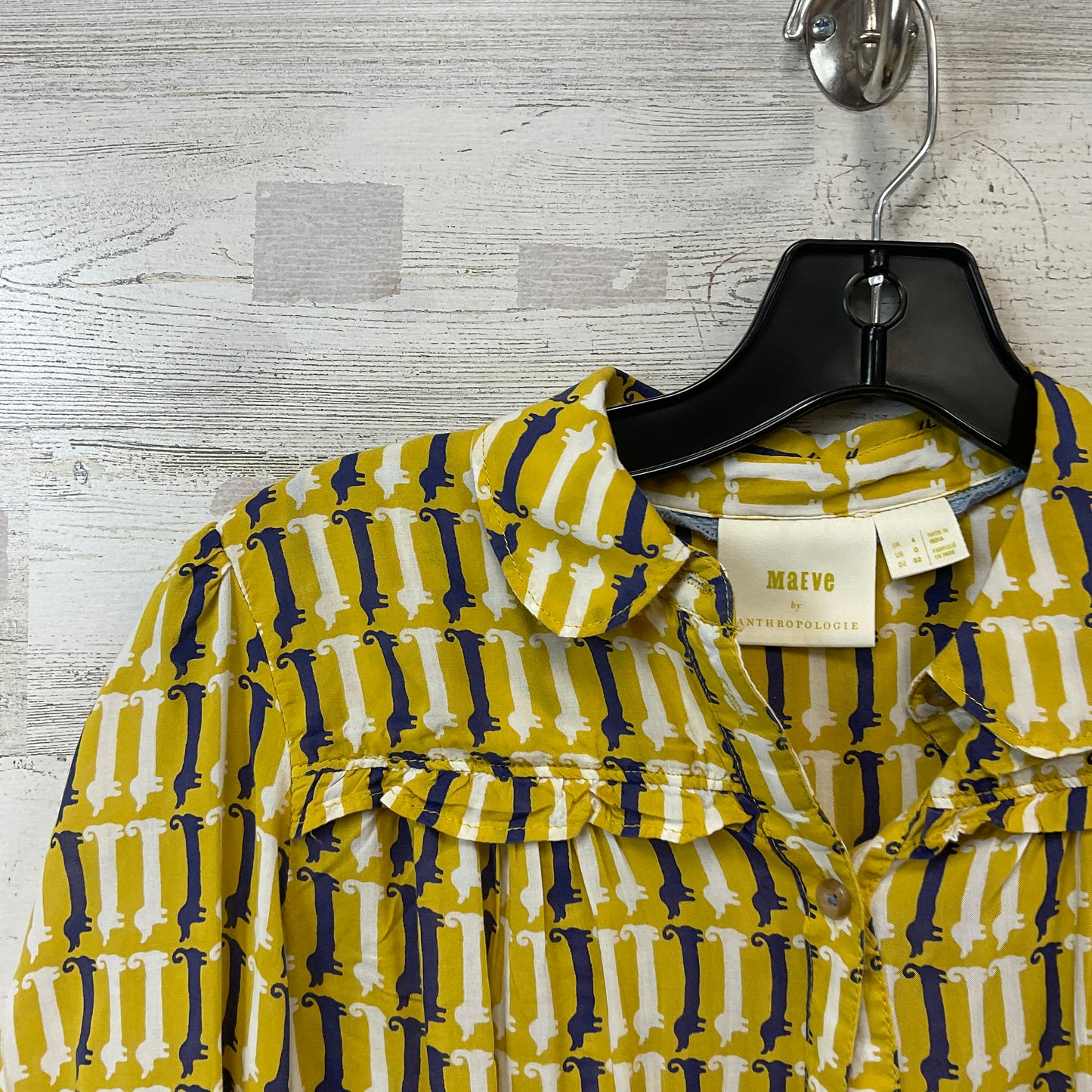 Blouse Long Sleeve By Maeve In Yellow, Size: S