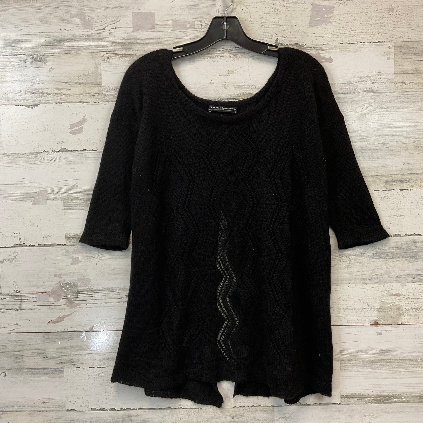 Sweater Short Sleeve By Peruvian Connection In Black, Size: M