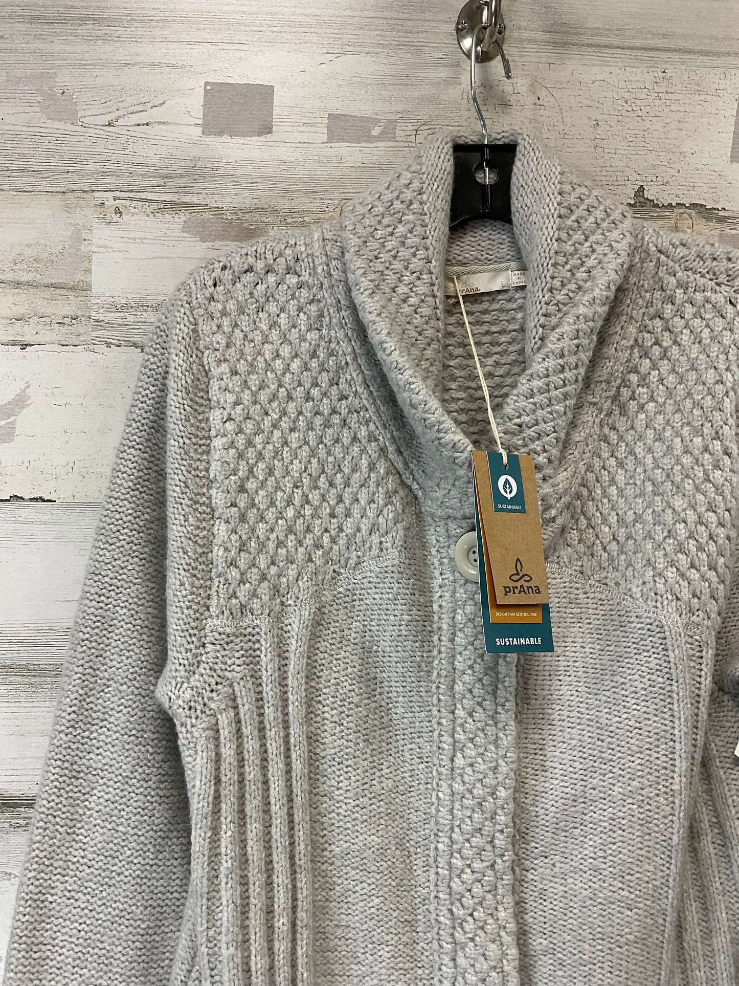 Sweater Cardigan By Prana In Grey, Size: L