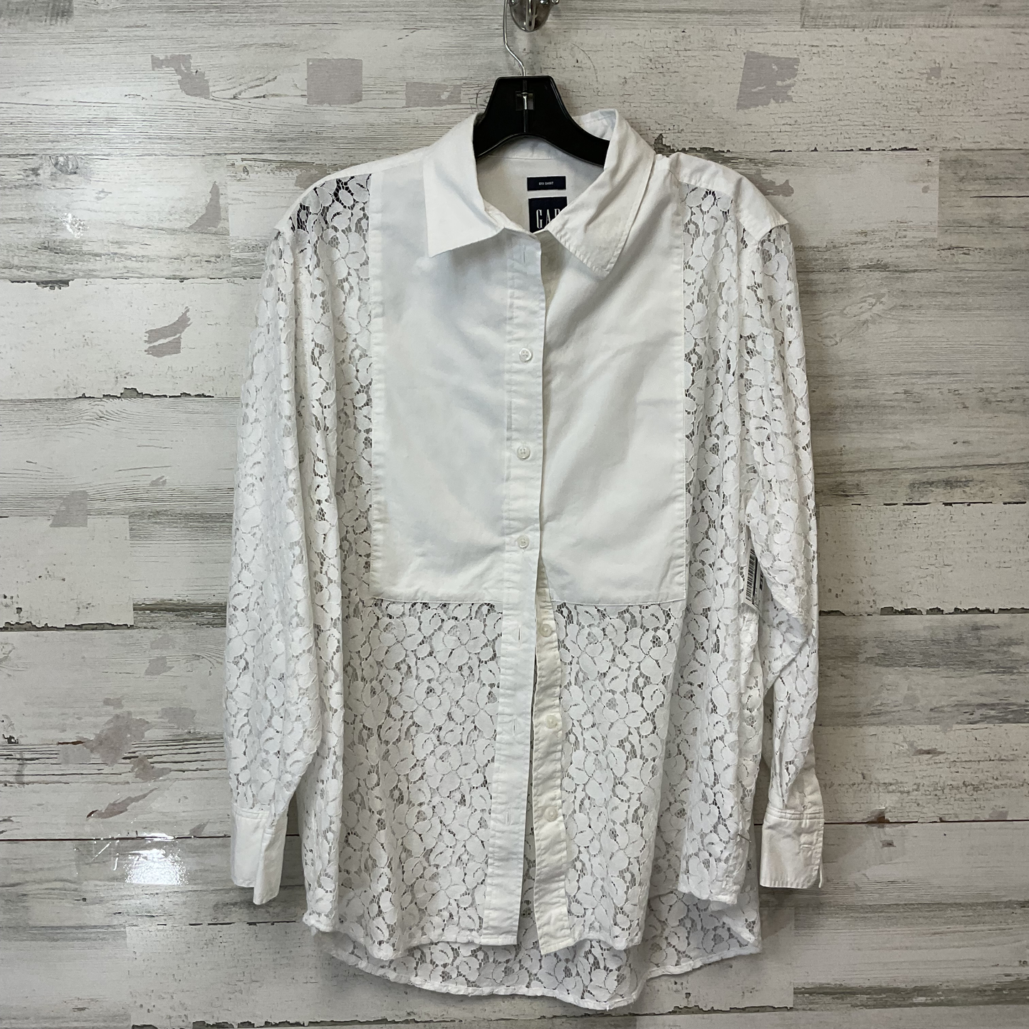 Blouse Long Sleeve By Gap In White, Size: M