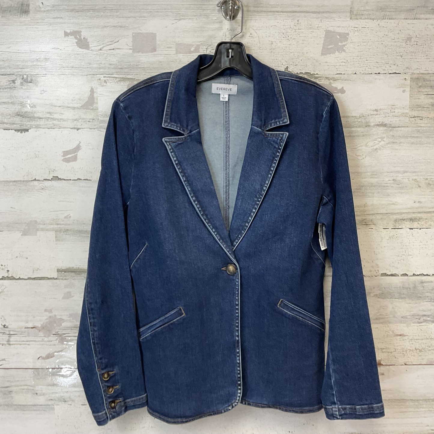 Blazer By Evereve In Blue Denim, Size: L