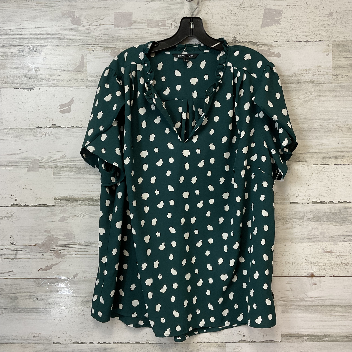 Blouse Short Sleeve By 41 Hawthorn In Green, Size: 2x