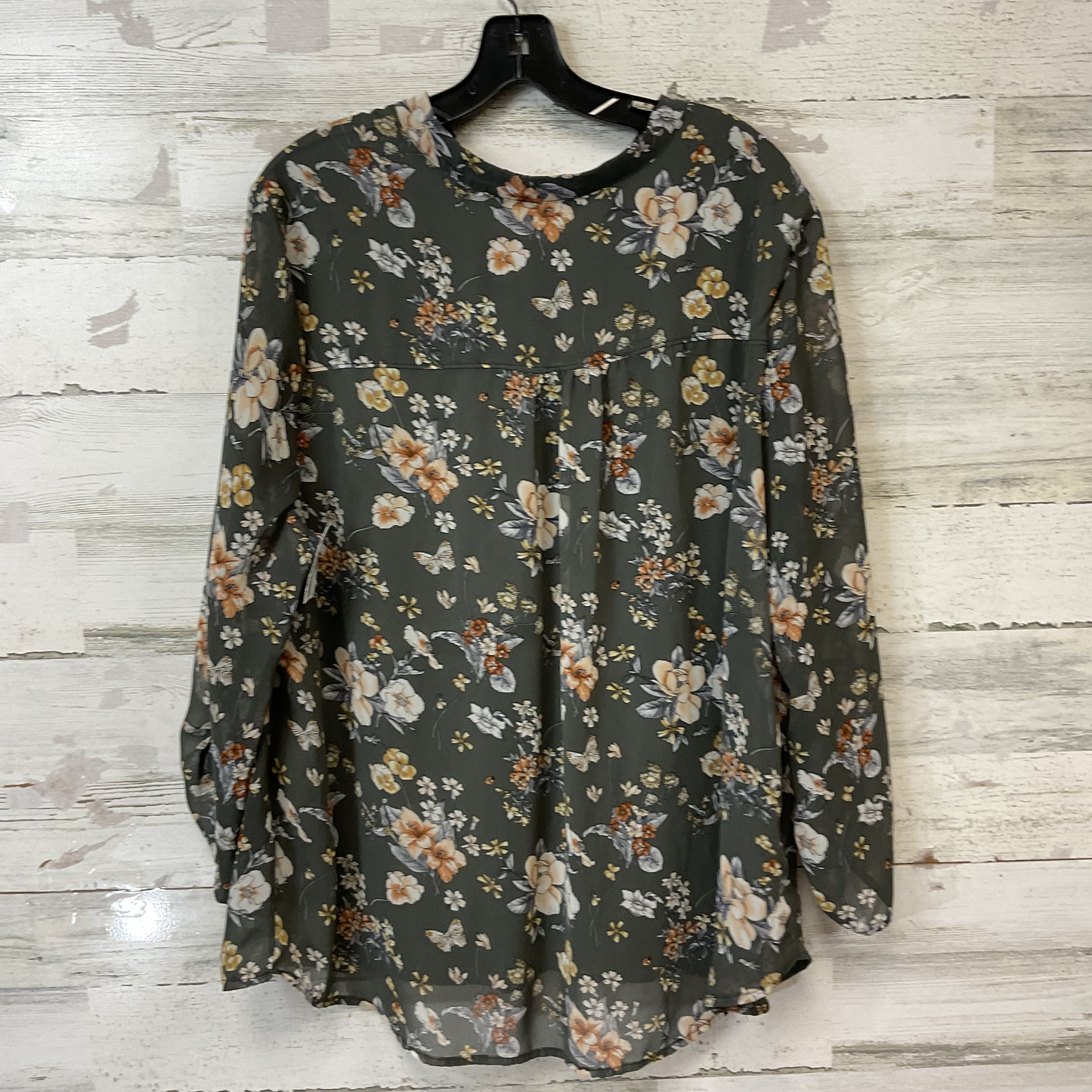 Blouse Long Sleeve By Papermoon In Grey, Size: 1x