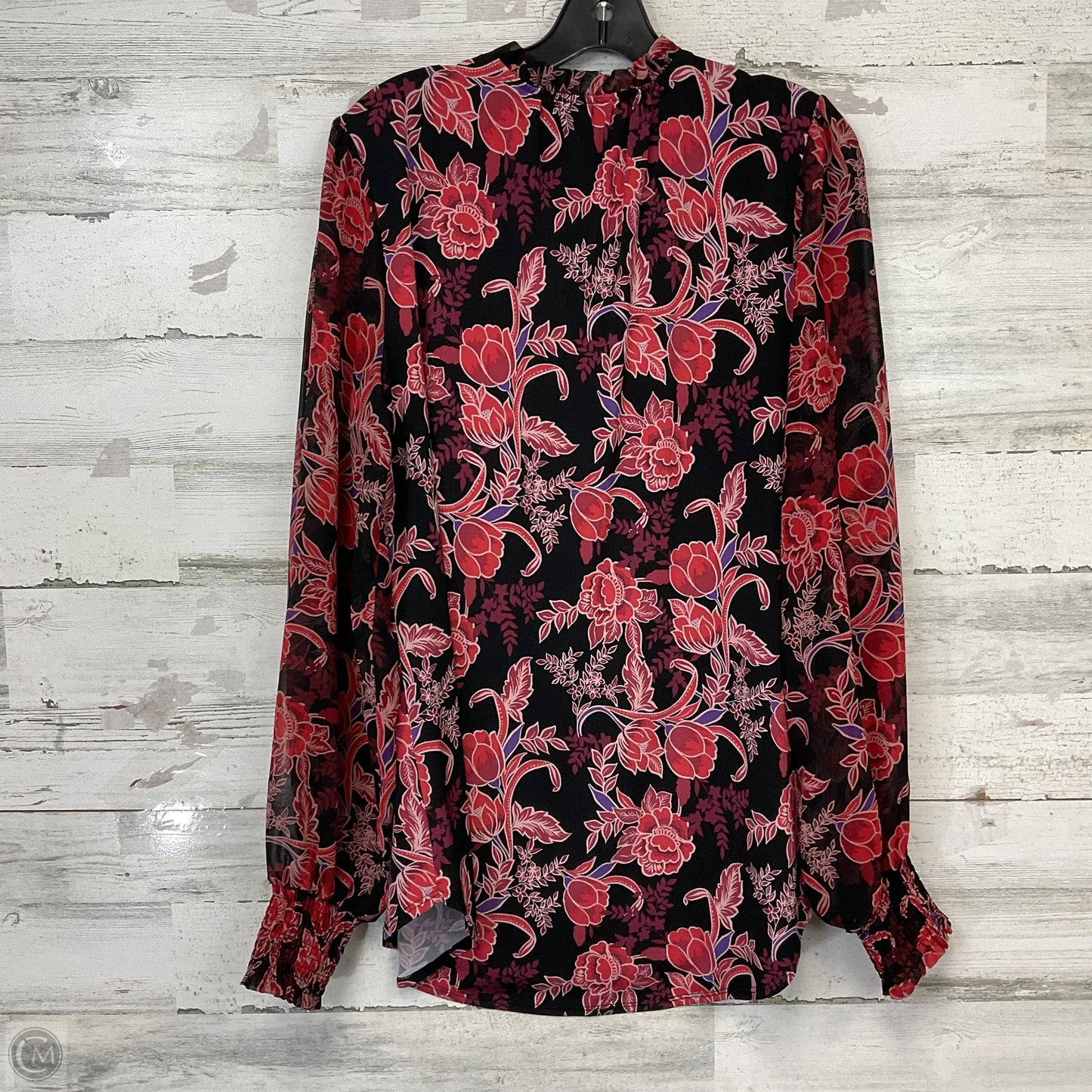 Blouse Long Sleeve By White House Black Market In Red, Size: L