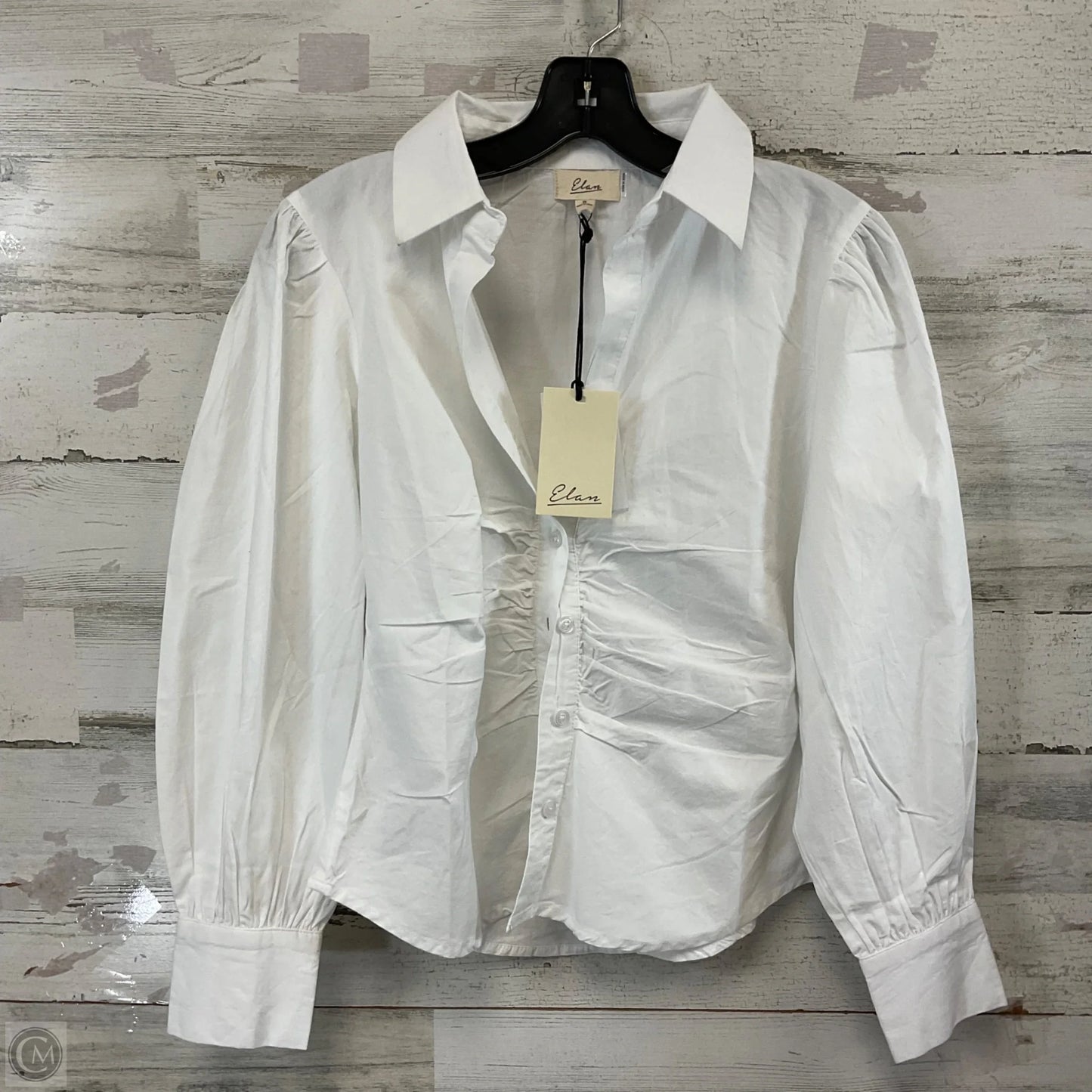 Blouse Long Sleeve By Elan In White, Size: S