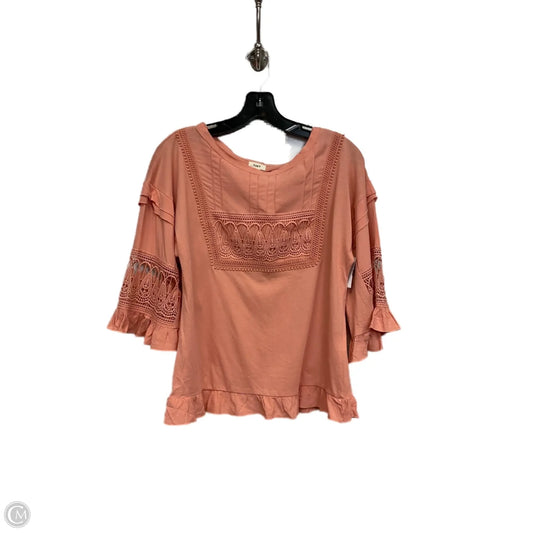 Top 3/4 Sleeve By Tiny In Peach, Size: S