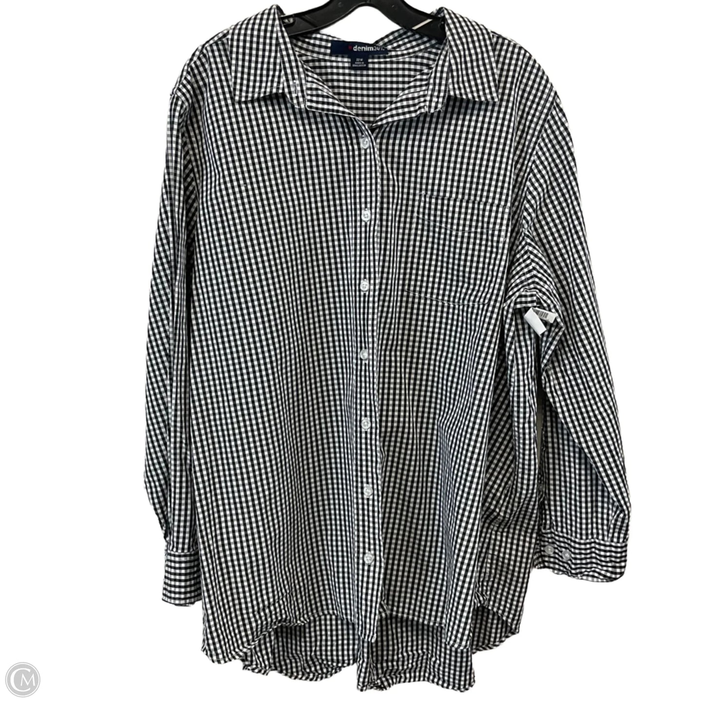Blouse Long Sleeve By Denim 24/7 In Black & White, Size: 3x