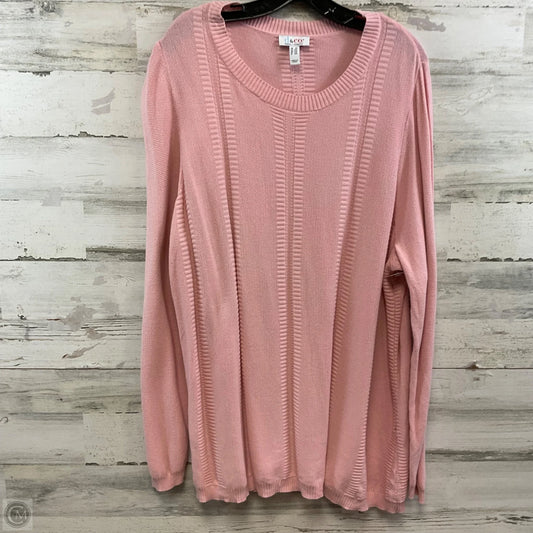 Top Long Sleeve By Denim And Company In Pink, Size: 2x