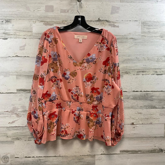 Top Long Sleeve By Philosophy In Pink, Size: Xl