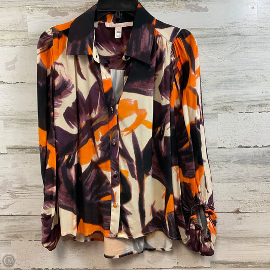 Blouse Long Sleeve By Hutch In Black & Cream, Size: S