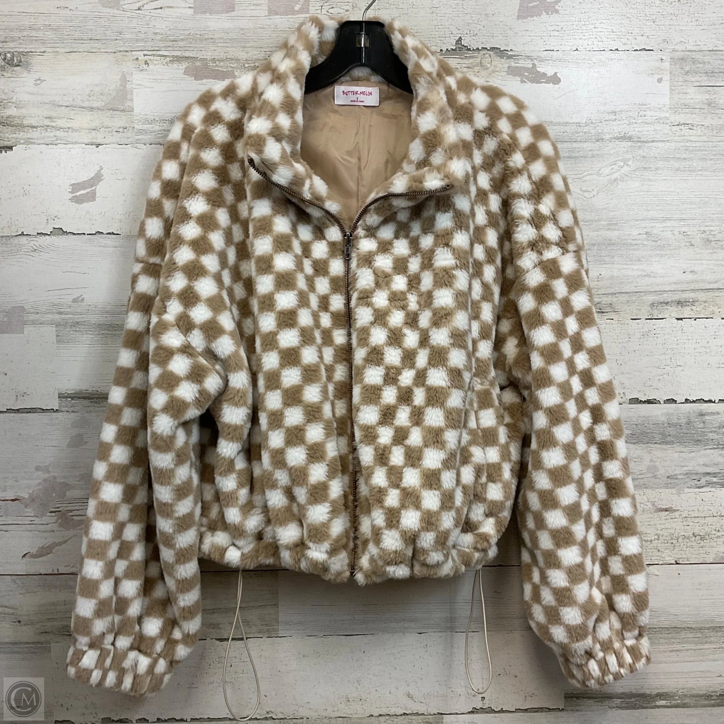 Jacket Faux Fur & Sherpa By Buttermelon In Tan, Size: S