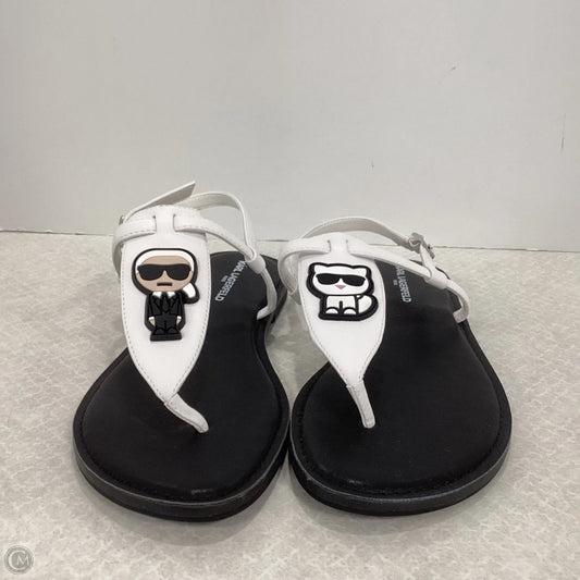 Sandals Flip Flops By Karl Lagerfeld In Black & White, Size: 8.5