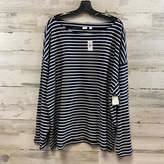 Top Long Sleeve By Gap In Blue & White, Size: Xl