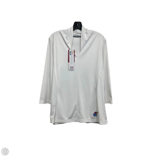 Athletic Top Long Sleeve Collar By Cutter And Buck In White, Size: Xl