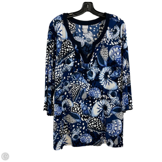 Top 3/4 Sleeve By Chicos In Blue, Size: Xl