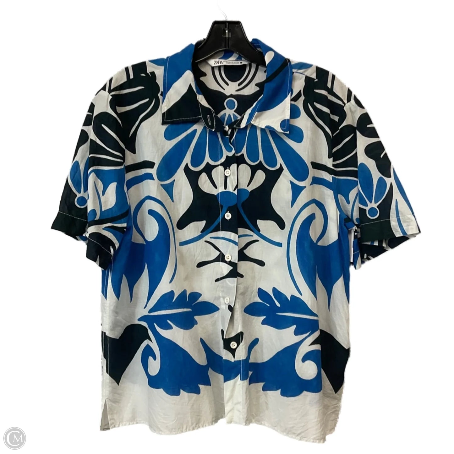 Top Short Sleeve By Zara In Blue, Size: Xl