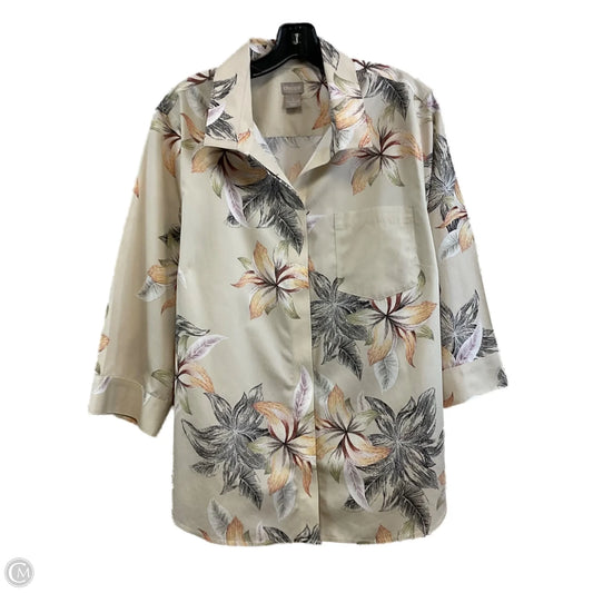 Blouse 3/4 Sleeve By Chicos In Tan, Size: Xl