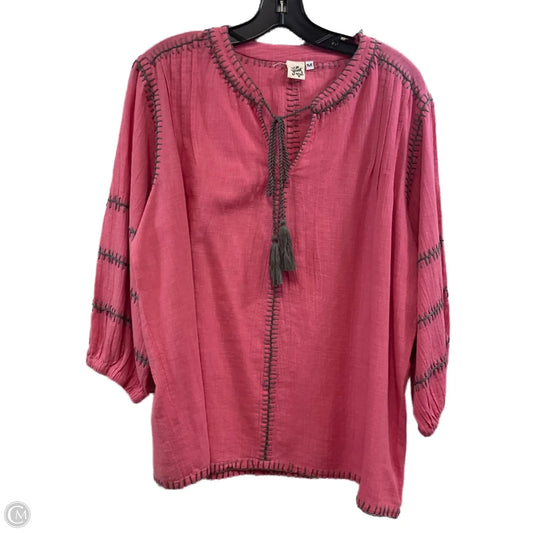 Top Long Sleeve By Ivy Jane In Red, Size: M