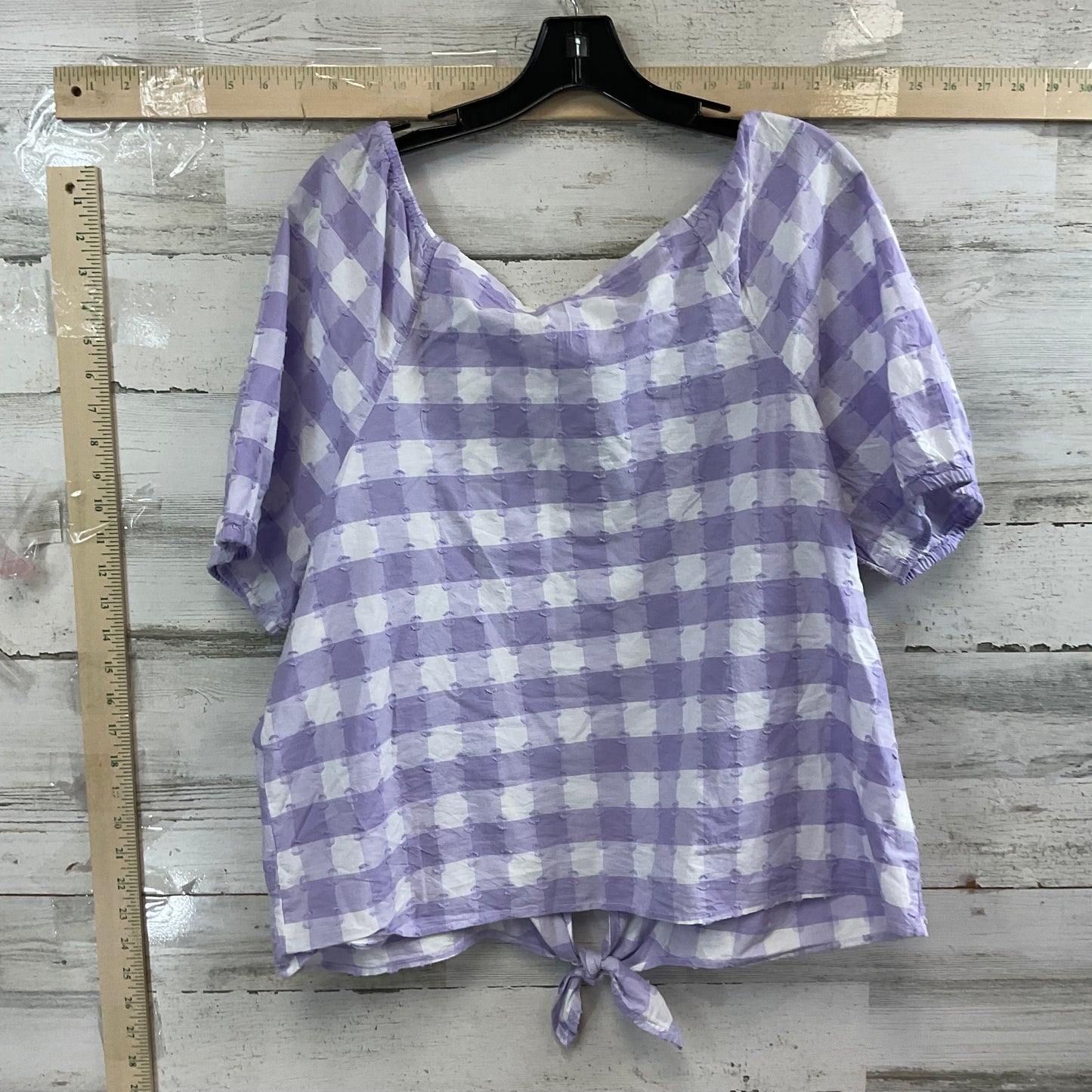 Purple & White Top Short Sleeve Loft, Size Xl