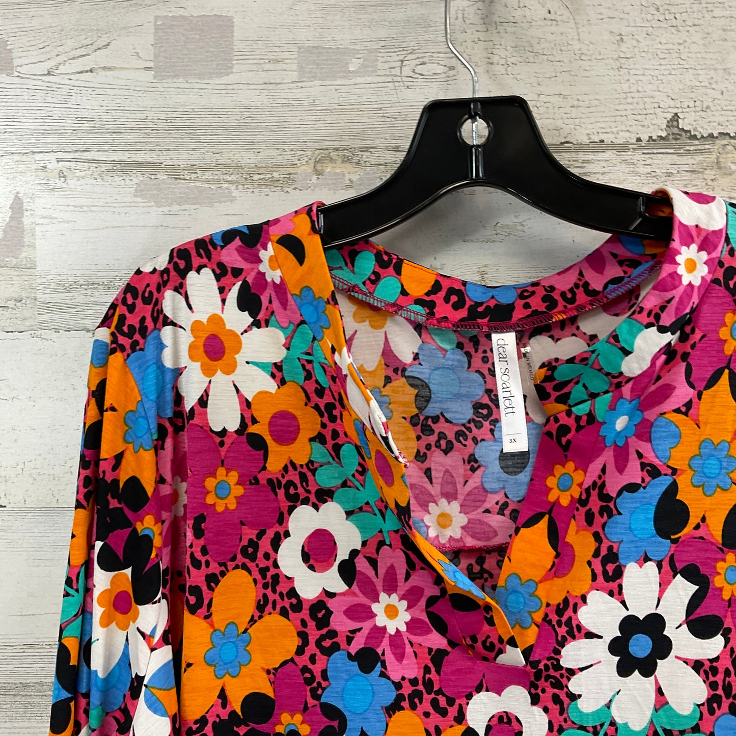 Top 3/4 Sleeve By DEAR SCARLETT In Black & Orange, Size: 3x