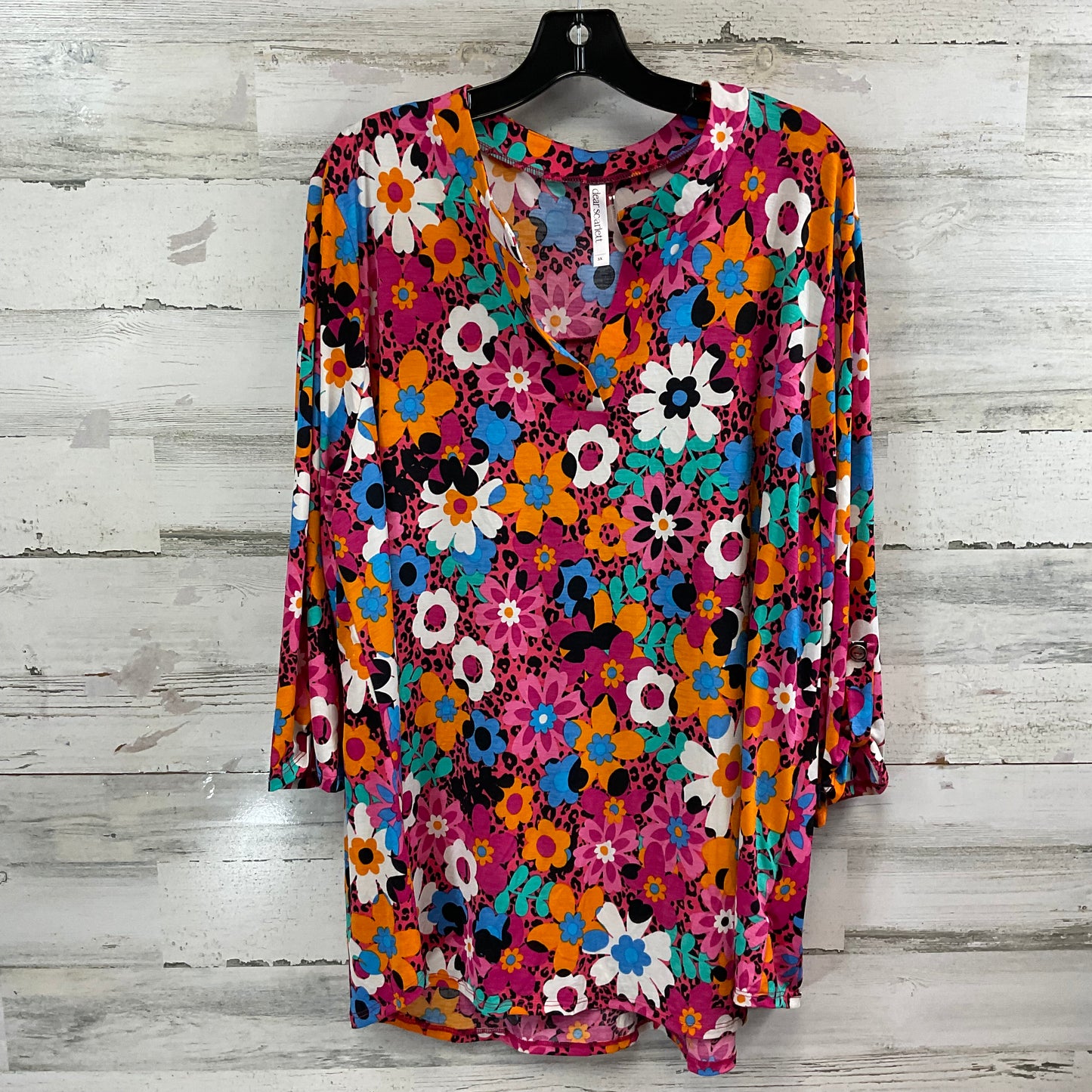 Top 3/4 Sleeve By DEAR SCARLETT In Black & Orange, Size: 3x