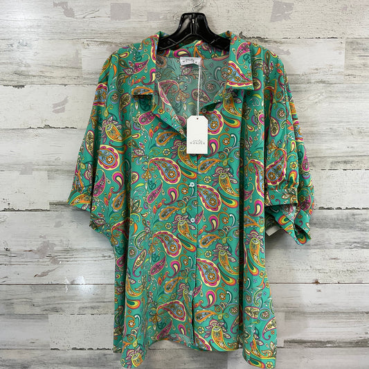 Blouse Short Sleeve By EMILY WONDER In Green, Size: 2x