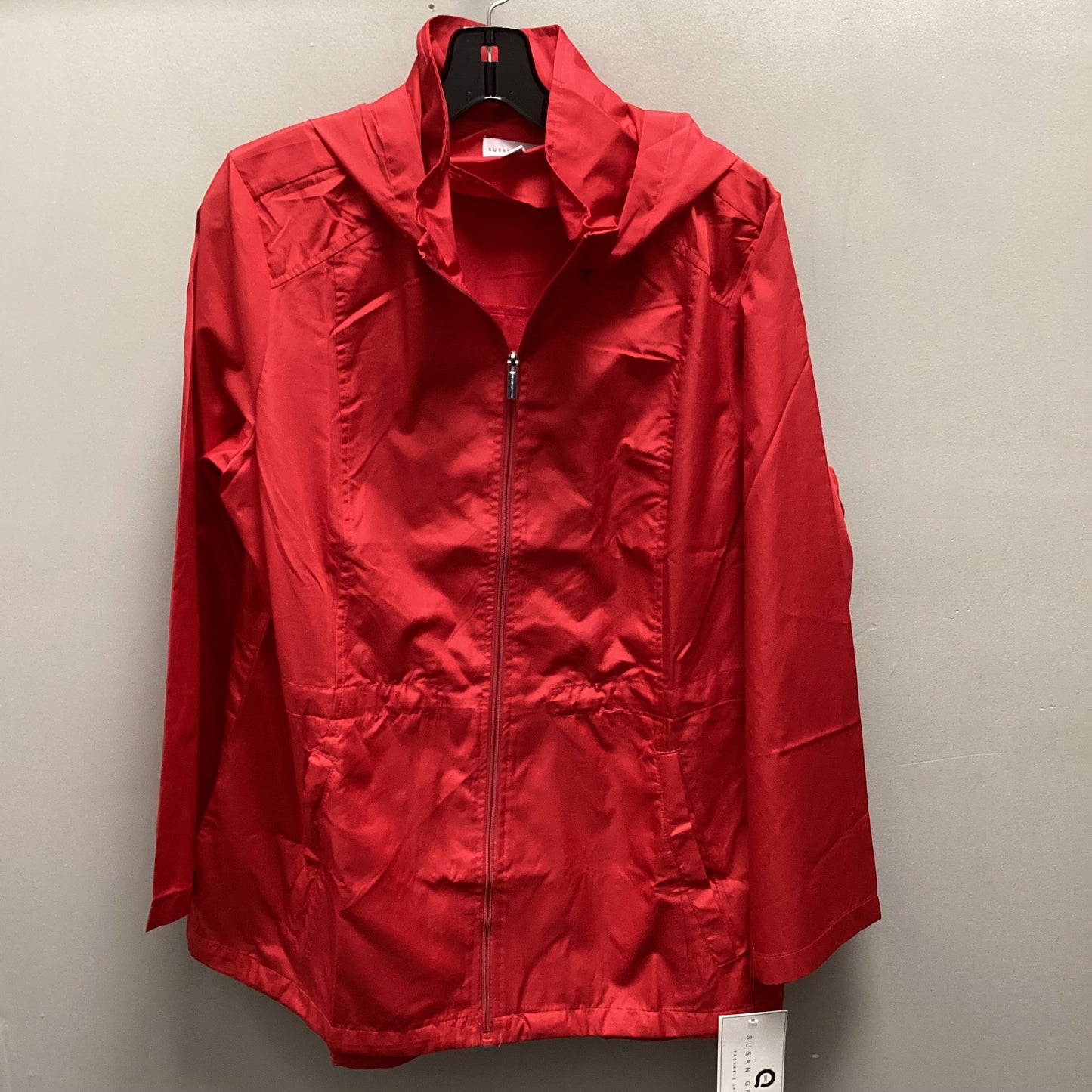 Jacket Windbreaker By Susan Graver In Red, Size: M