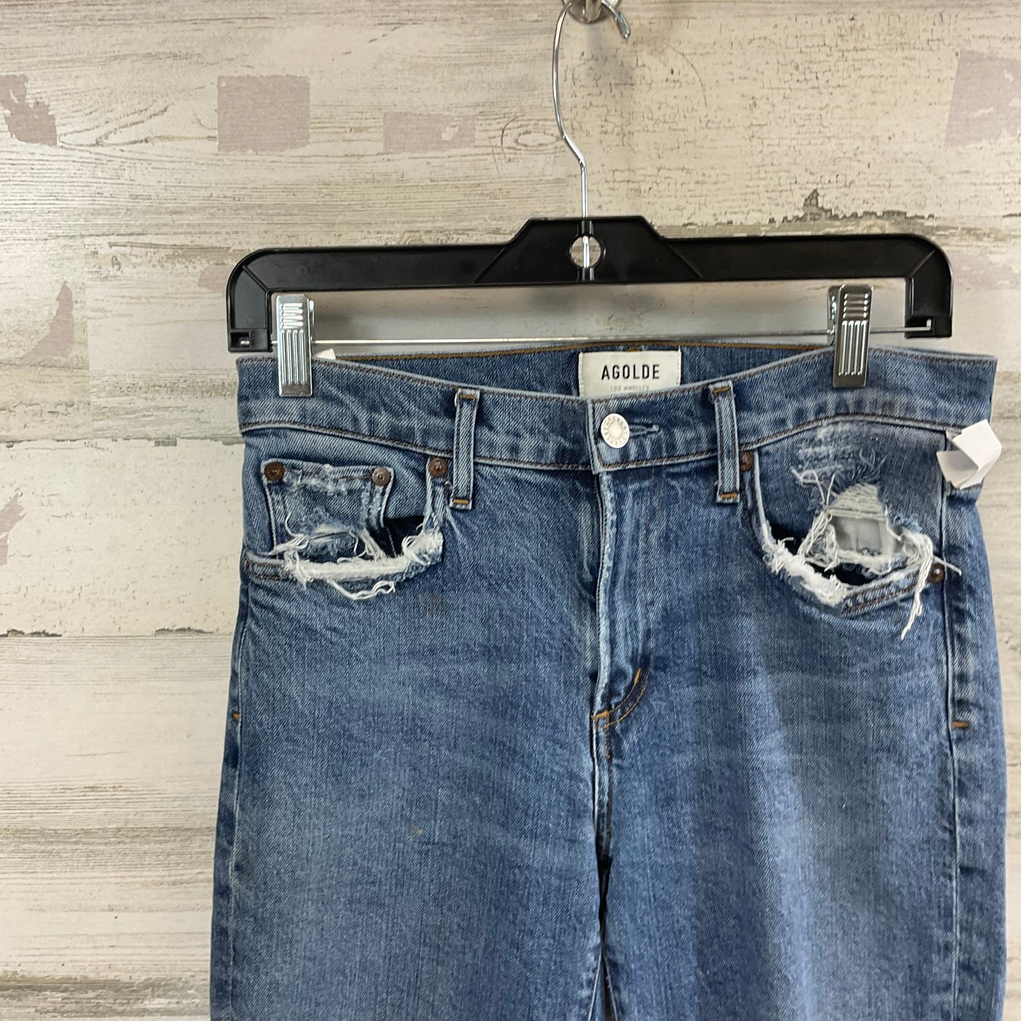 Jeans Skinny By Agolde In Blue Denim, Size: 4