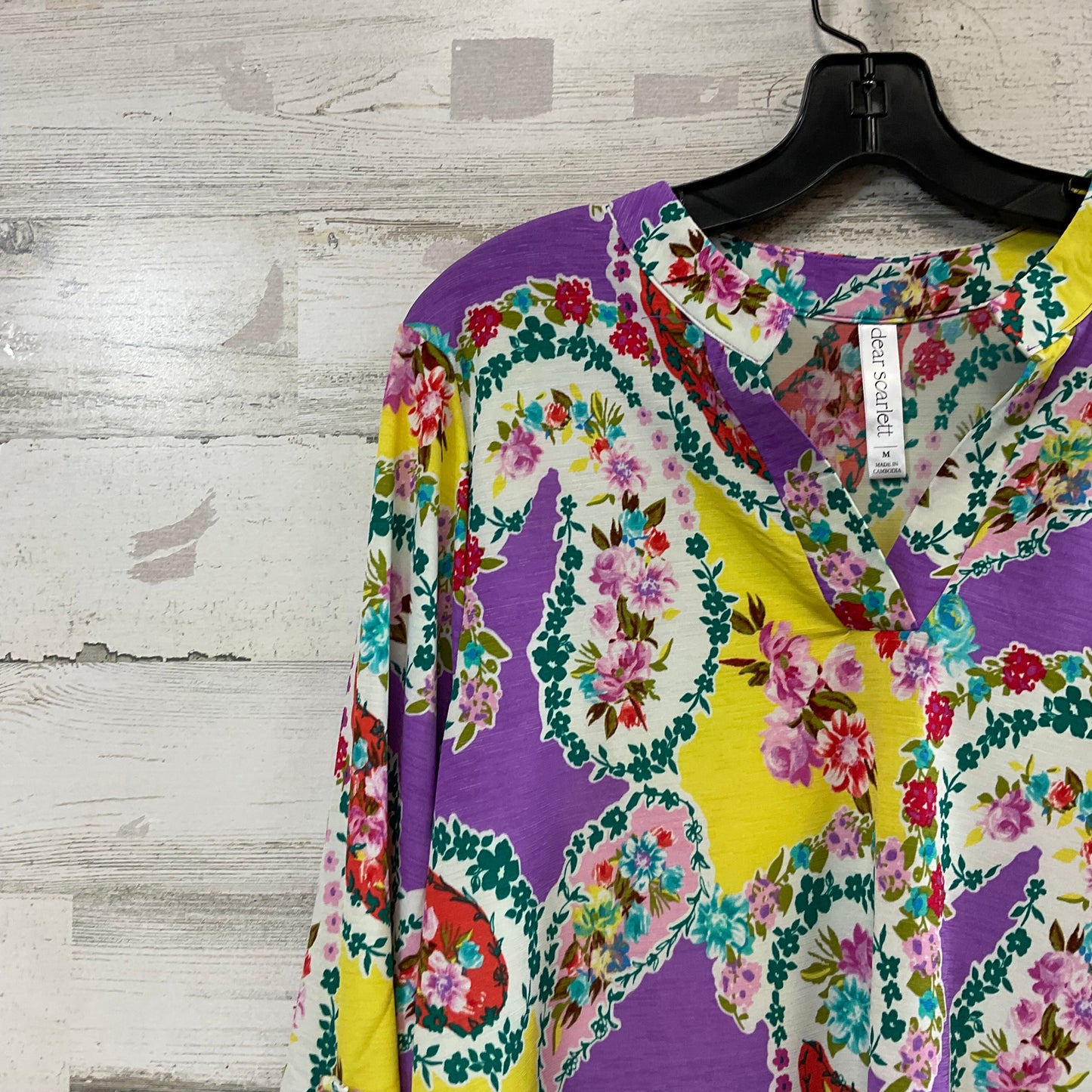 Top 3/4 Sleeve By DEAR SCARLETT In Purple, Size: M