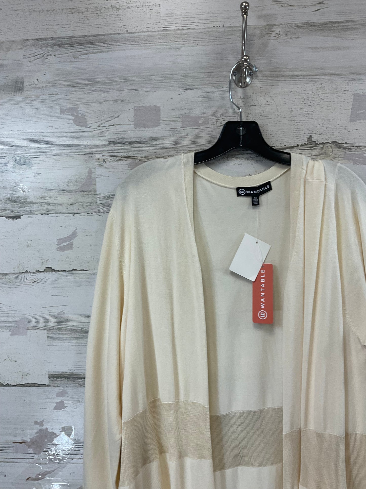 Cardigan By WANTABLE In Cream, Size: 3x