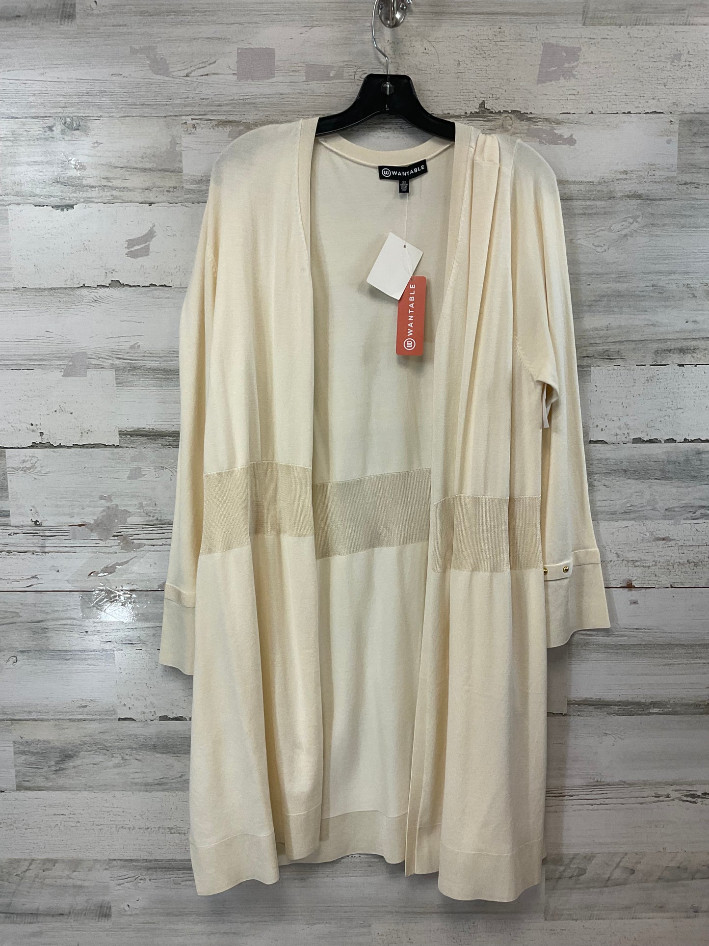 Cardigan By WANTABLE In Cream, Size: 3x