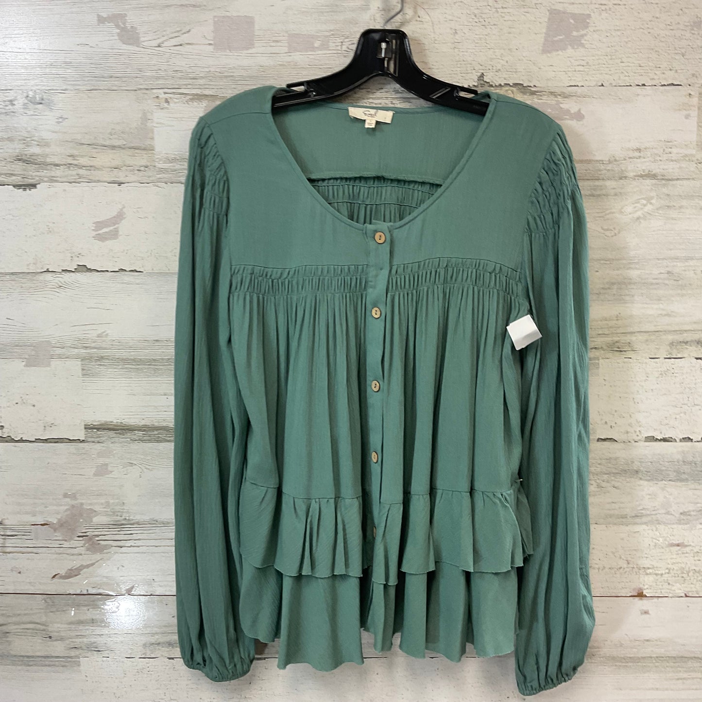 Top Long Sleeve By Easel In Green, Size: L