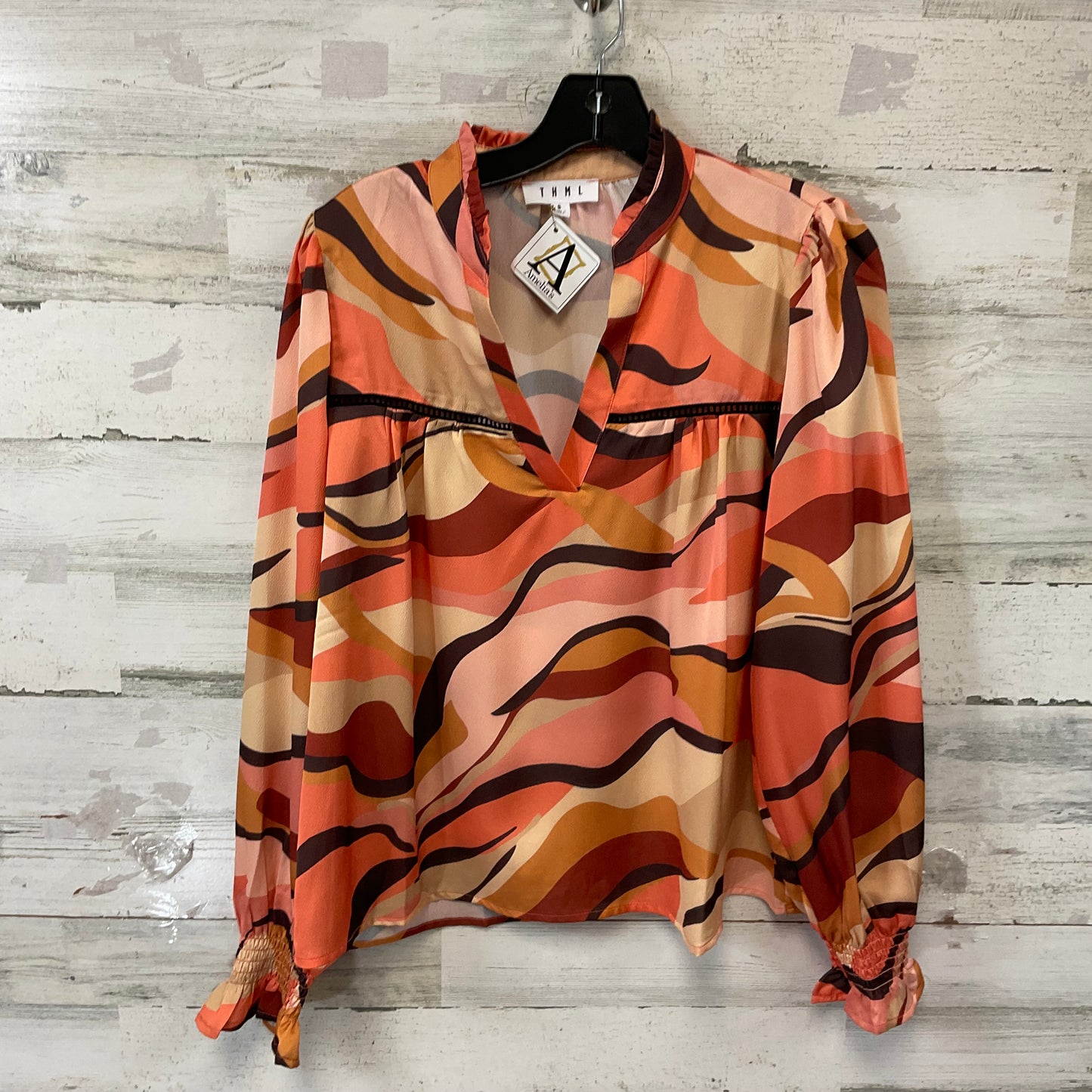 Top Long Sleeve By Thml In Orange, Size: S