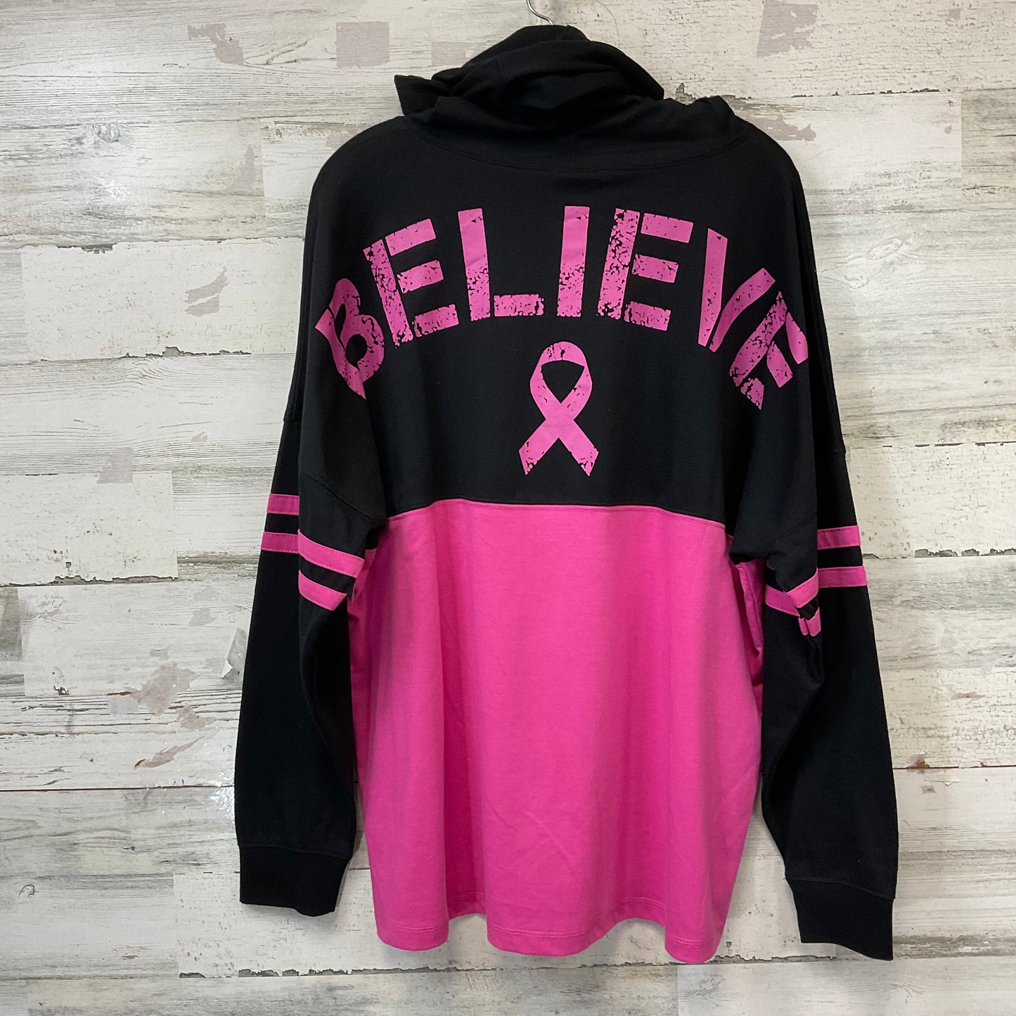 Top Long Sleeve By The Breast Cancer Site In Black & Pink, Size: 2x