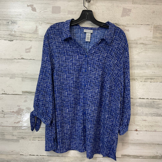 Top 3/4 Sleeve By Catherines In Blue, Size: 1x