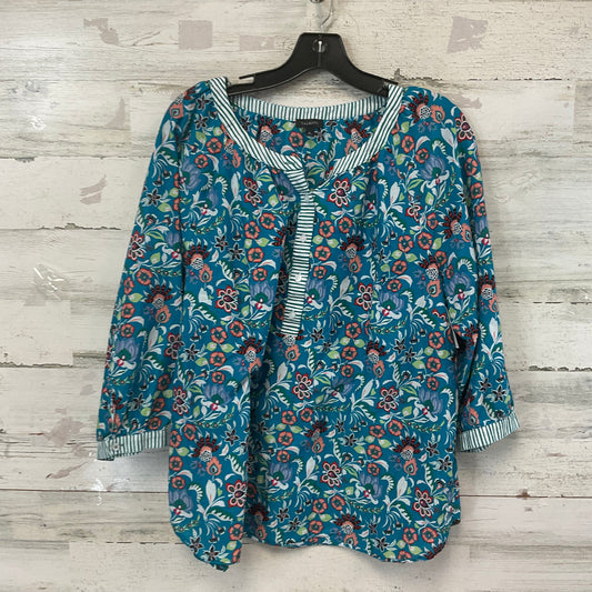 Top 3/4 Sleeve By Talbots In Blue, Size: Xl