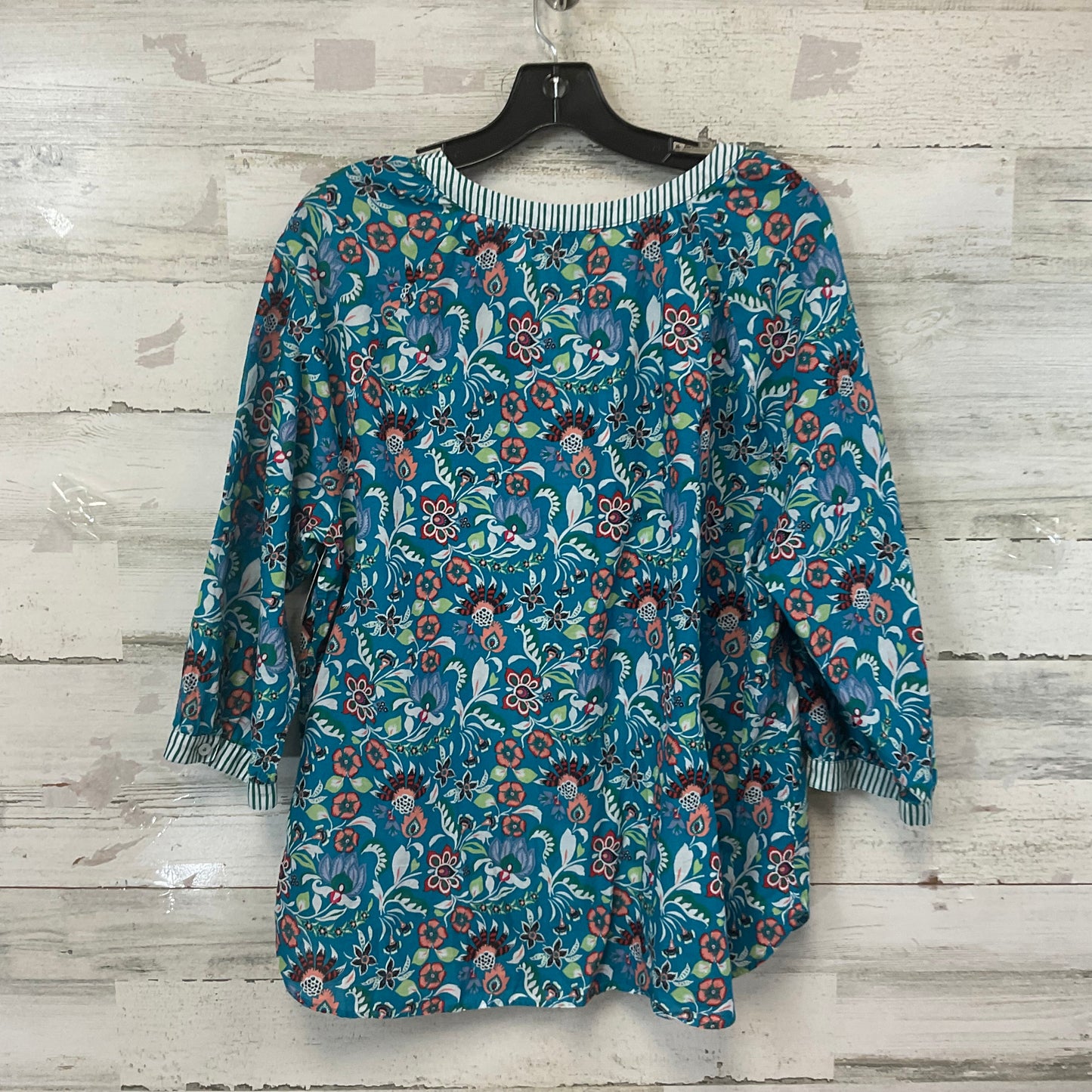 Top 3/4 Sleeve By Talbots In Blue, Size: Xl