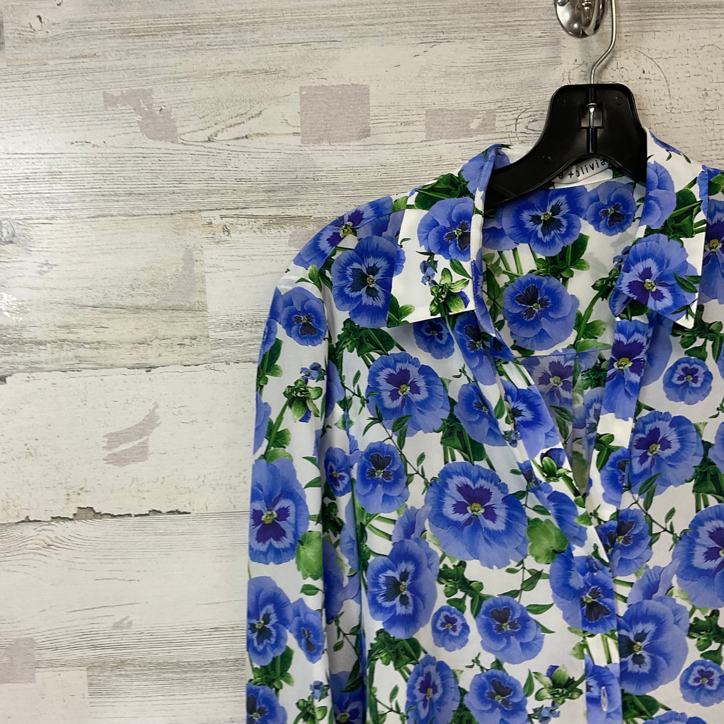 Blouse Long Sleeve By Alice + Olivia In Blue, Size: M